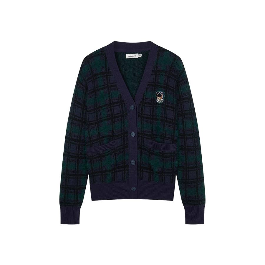 Teenie Weenie Knitwear Women's Hunter Green V Neck Moderate Cardigan