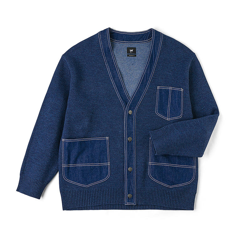 Lee Lee Sweaters Men's Heather Blue V Neck Moderate Cardigan