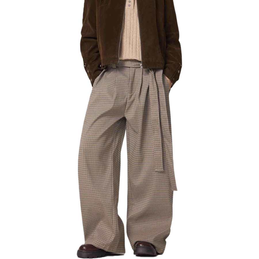 NEVER RULE Casual Pants Unisex Brown Moderate Wide Leg Pants