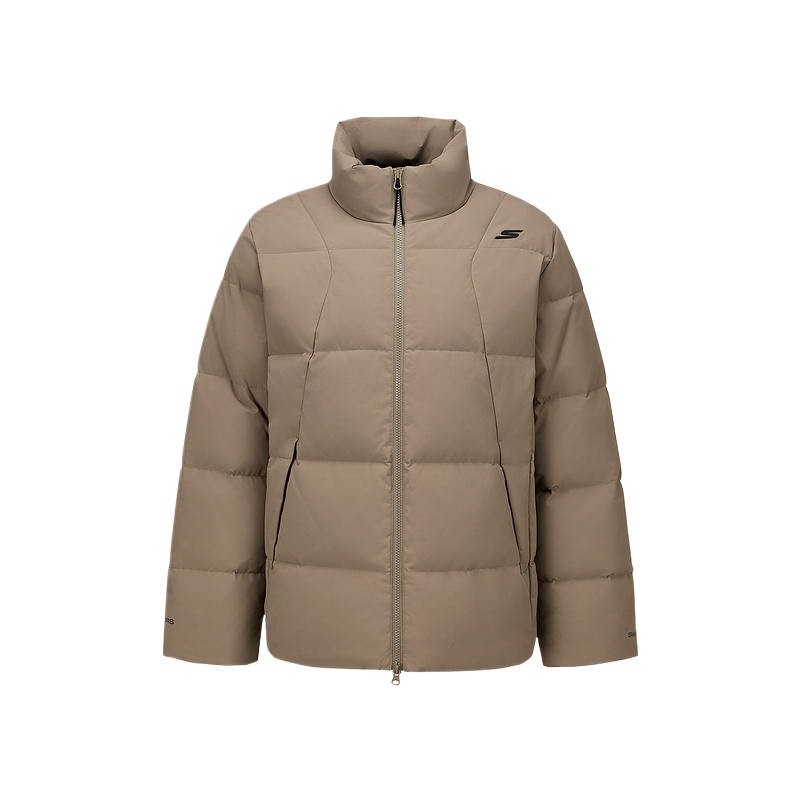Skechers Down Jackets Men's Gray Walnut 00YF Stand Collar Moderate