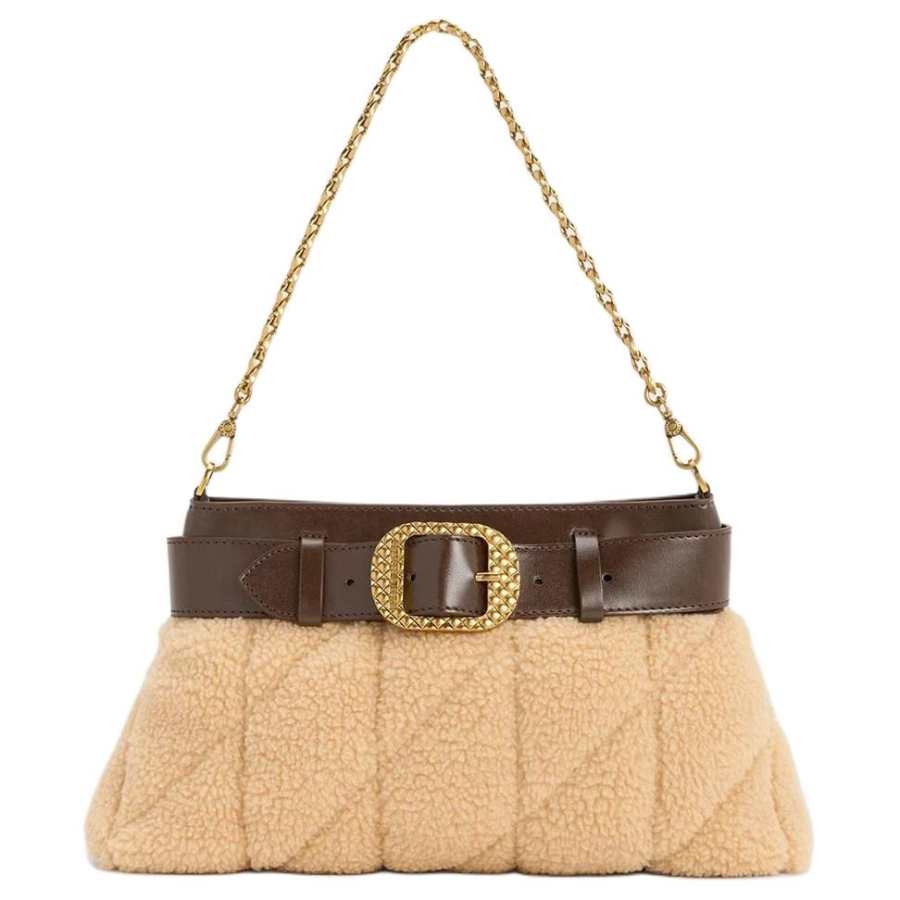 CHARLES&KEITH Faux Fur Shoulder Bag Women's Brown & Beige