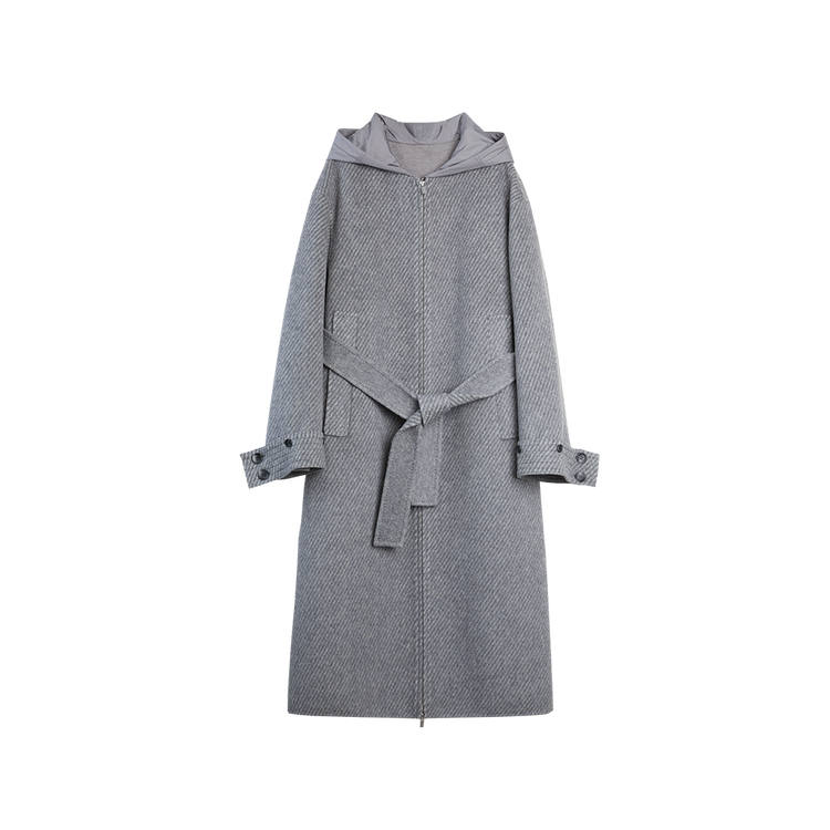 ELLE Coats Women's Medium Gray Hooded Thickened Straight Fit