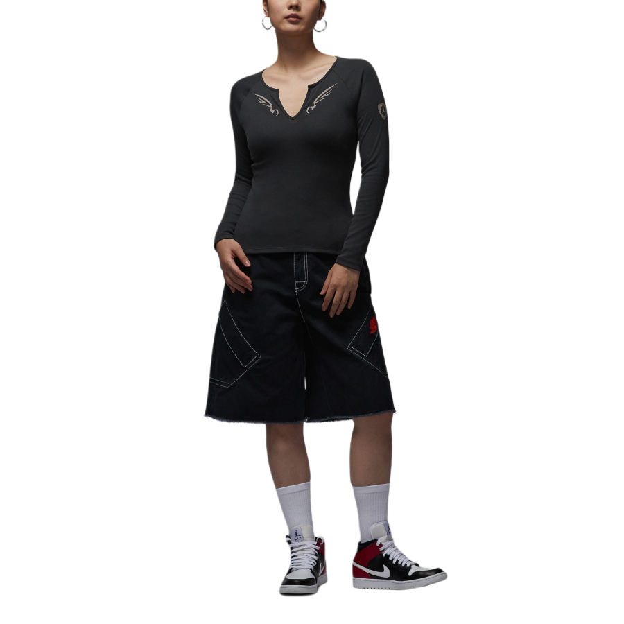 Jordan Jordan Sport Knitwear Women's 045 Gray Black V Neck Moderate