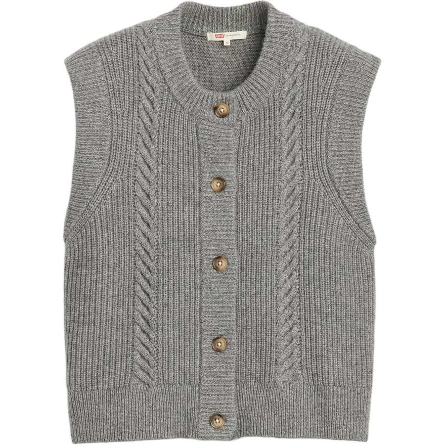 Levis Vests Women's Gray Crew Neck Moderate Knitted Fabric