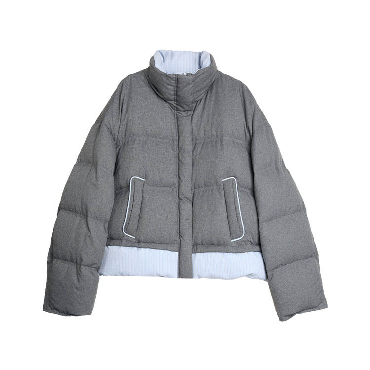 ELLE Down Jackets Women's Dark Gray Stand Collar Moderate Puffer Jacket