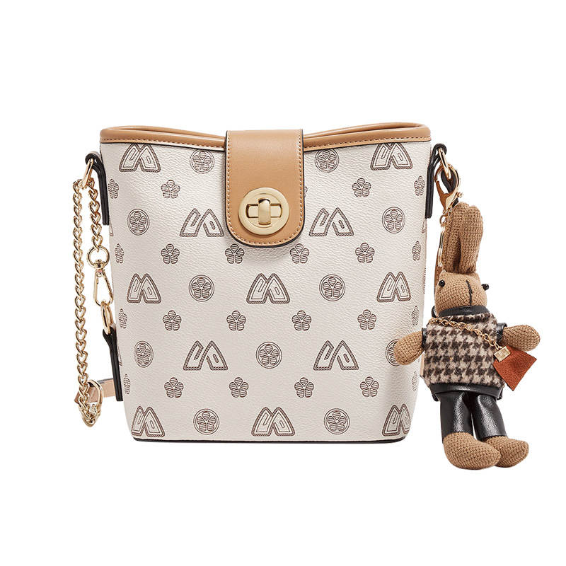 LAORENTOU PVC & PU Shoulder Bag, Crossbody Bag Women's White/Coffee