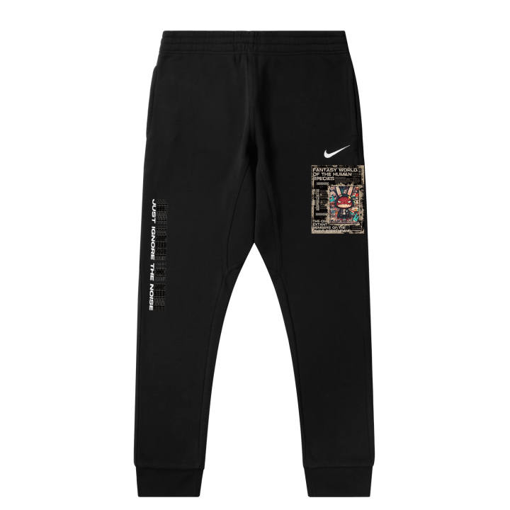 Nike Nike Distressed Big Mouth Rabbit L Fleece Lined Solid Color Logo Casual Elastic Cuff Knitted Sweatpants Unisex Black