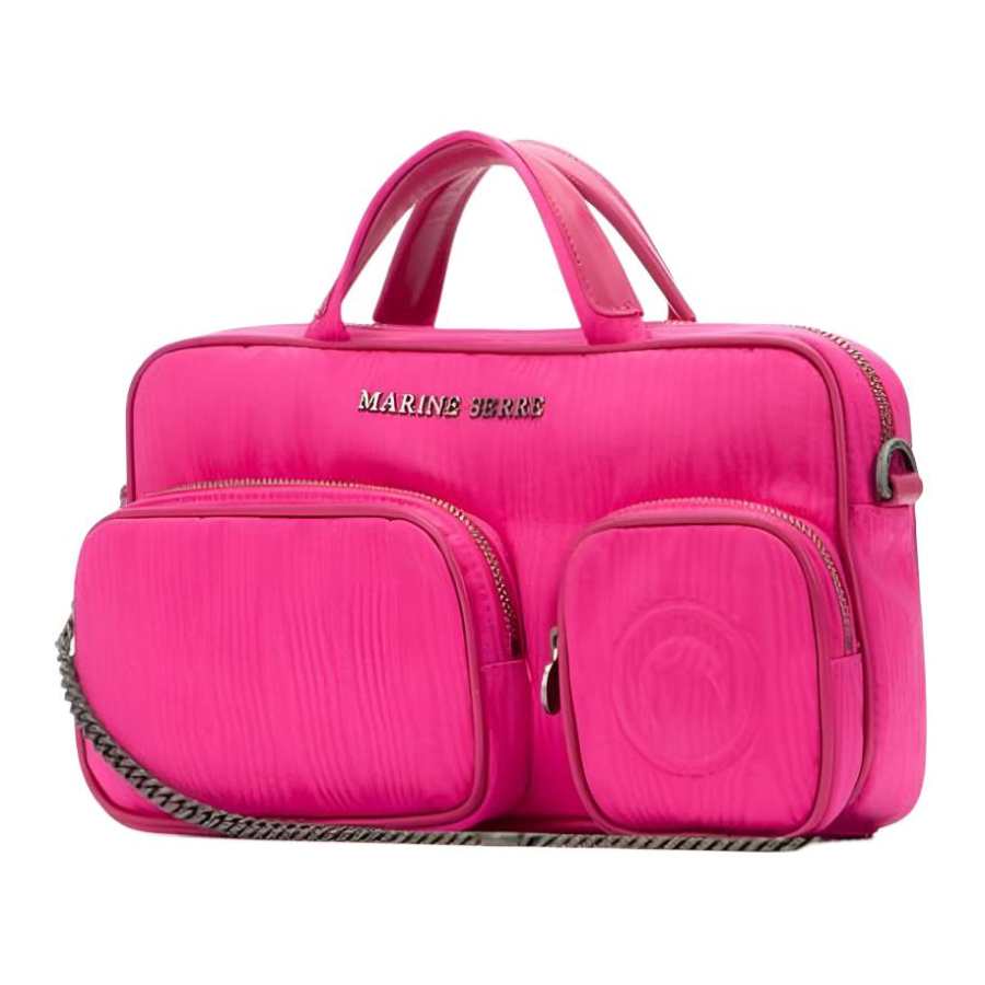 Marine Serre Zip Closure Fabric Handbag Women's Rose Red
