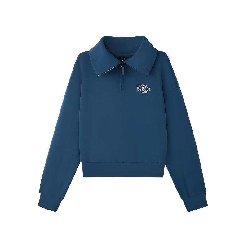 Skechers Sweatshirts Women's Ocean Blue/04PT Lapel Moderate