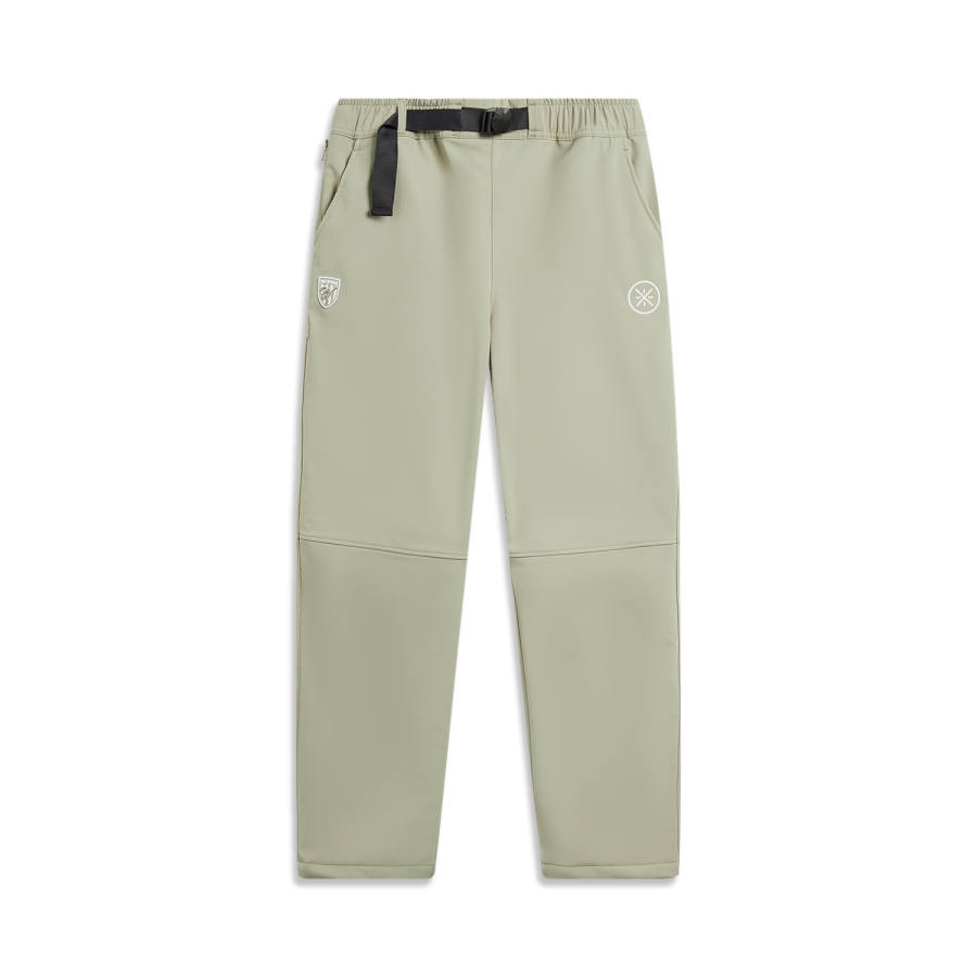 Li-Ning Li Ning Casual Pants Men's Solo Green Thickened And Fleece Lined Straight Fit Pants