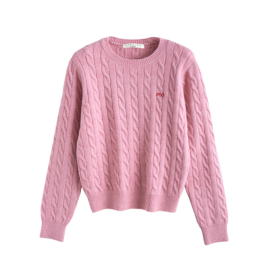 Tonlion Knitwear Women's Pink Crew Neck Moderate