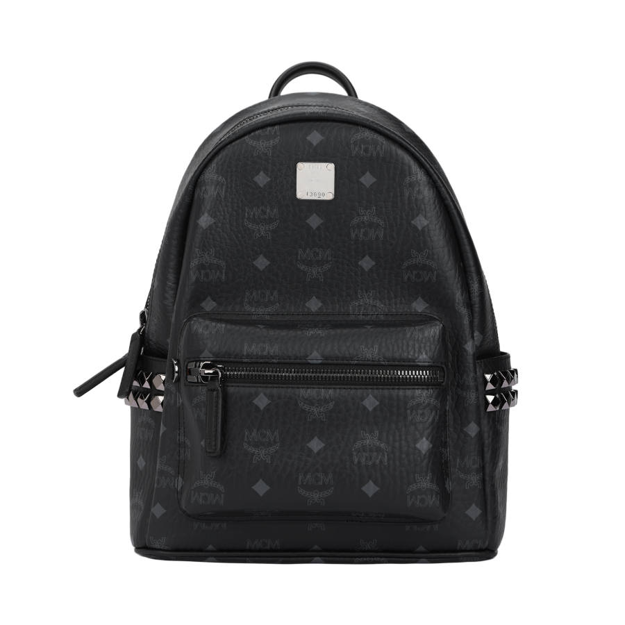 MCM MCM Stark Coated Canvas With Leather Trim Backpack Unisex Black