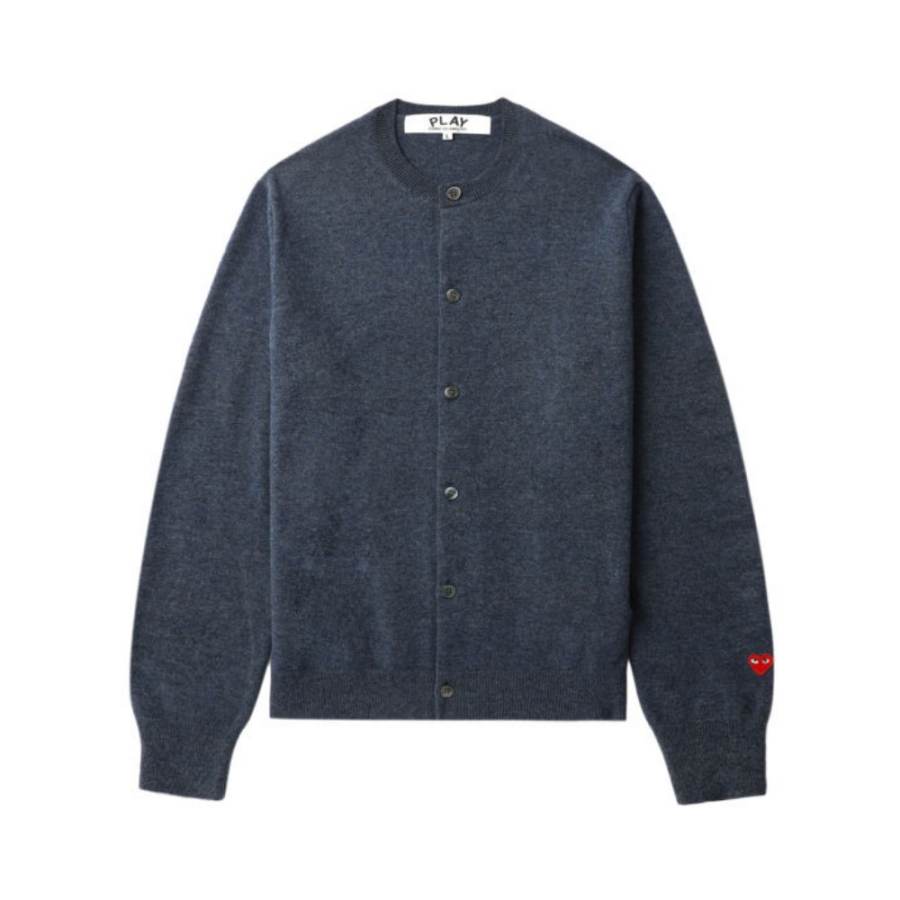 CDG Play Knitwear Unisex Navy Blue Crew Neck Moderate