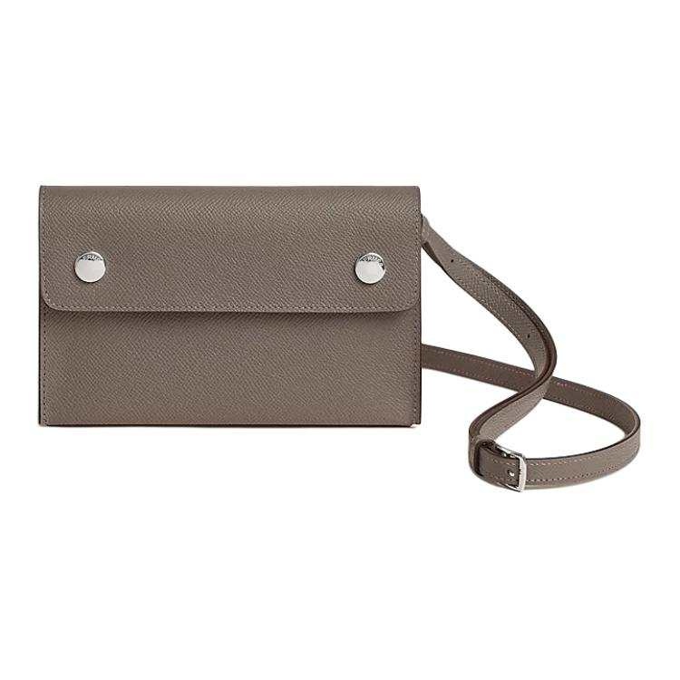 HERMES Hermèsnap Epsom Leather Wallet 18 Women's 8F Gris ÉTain Tin Gray
