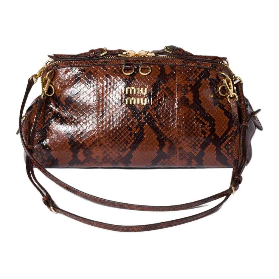 MIU MIU Masked Water Snake Shoulder Bag Women's Tobacco