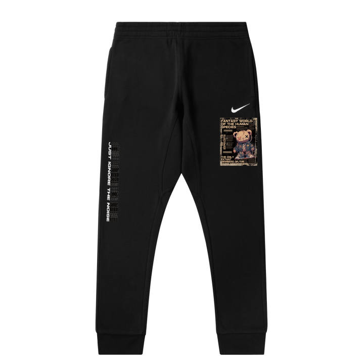 Nike Nike Distressed Dirty Bear M Fleece Lined Solid Color Logo Casual Elastic Cuff Knitted Sweatpants Unisex Black