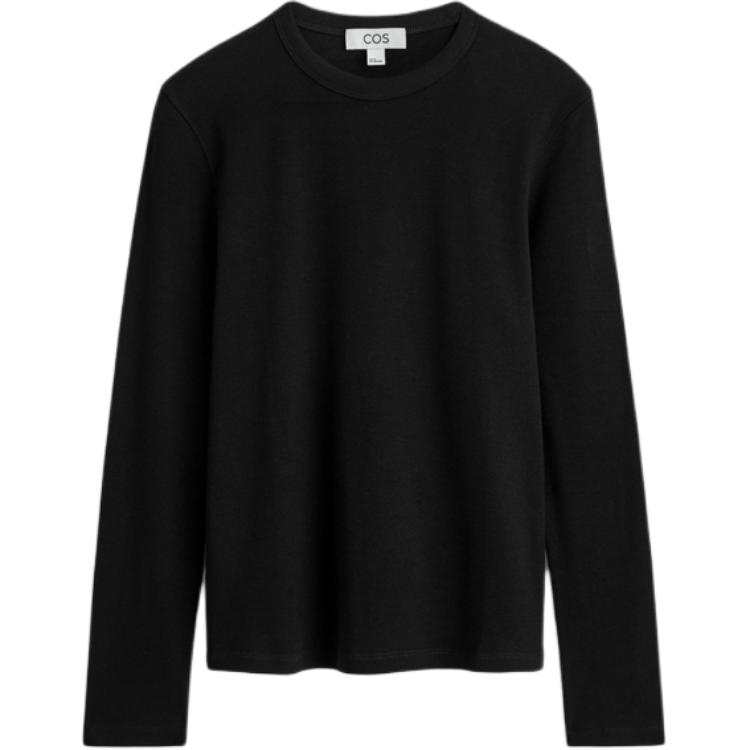 COS T Shirts Men's Black Crew Neck Moderate Straight Fit