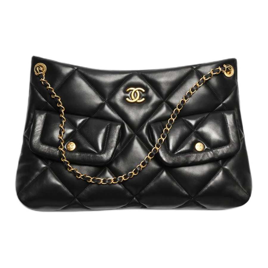CHANEL Lambskin Shoulder Bag Women's Black