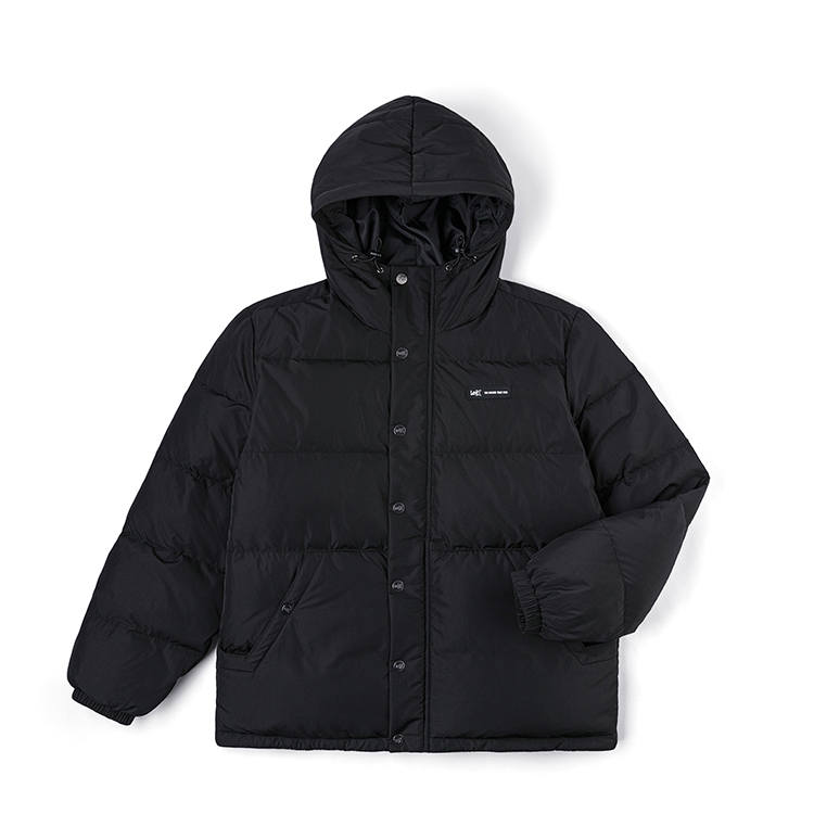 Lee Lee Down Jackets Men's Black Hooded Moderate Puffer Jacket