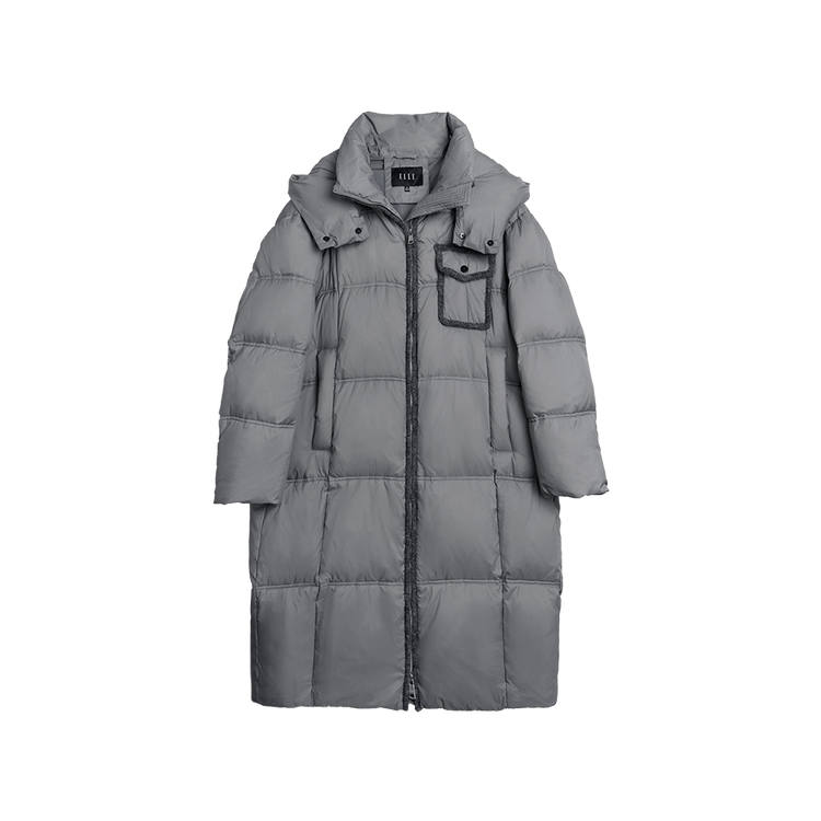 ELLE ELLE Down Jackets Women's Medium Gray Hooded Thickened