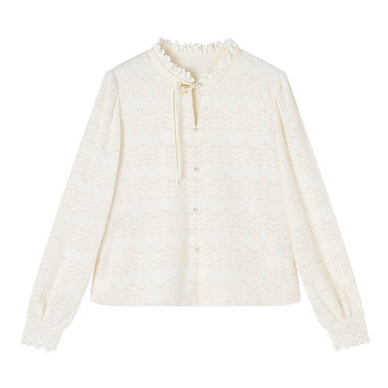 XIANGYING Shirts Women's Heron White Stand Collar Moderate Shirt