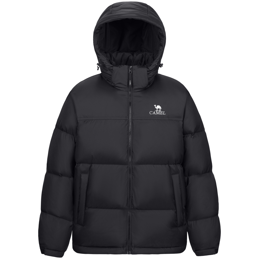 CAMEL Down Jackets Unisex Night Black/Night Black Hooded Thickened Puffer Jacket