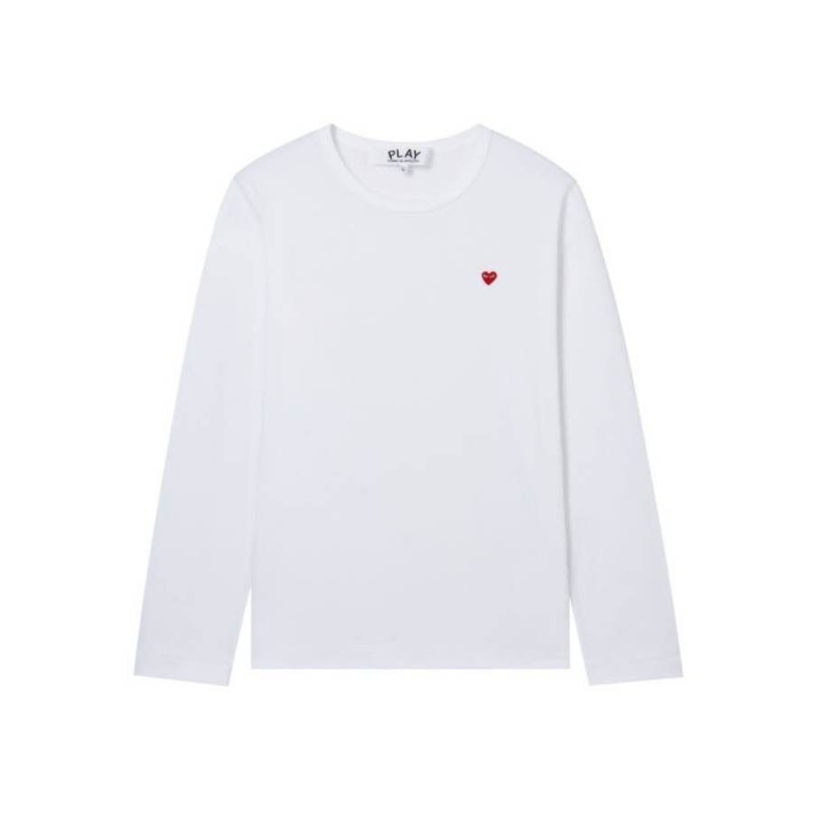 CDG Play T Shirts Unisex White Crew Neck Moderate