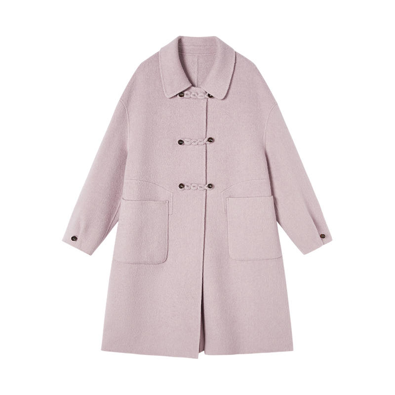 XIANGYING Coats Women's Lilac Lapel Moderate Straight Fit