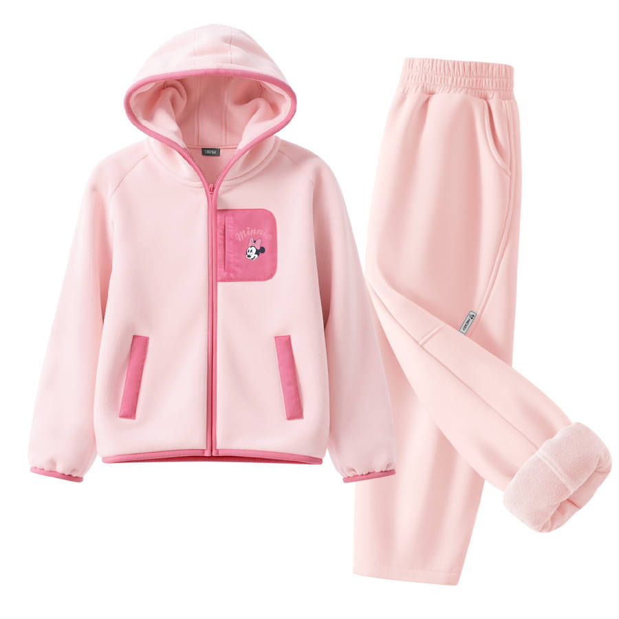 Disney Kids Casual Sportswear Hooded Thickened And Fleece Lined