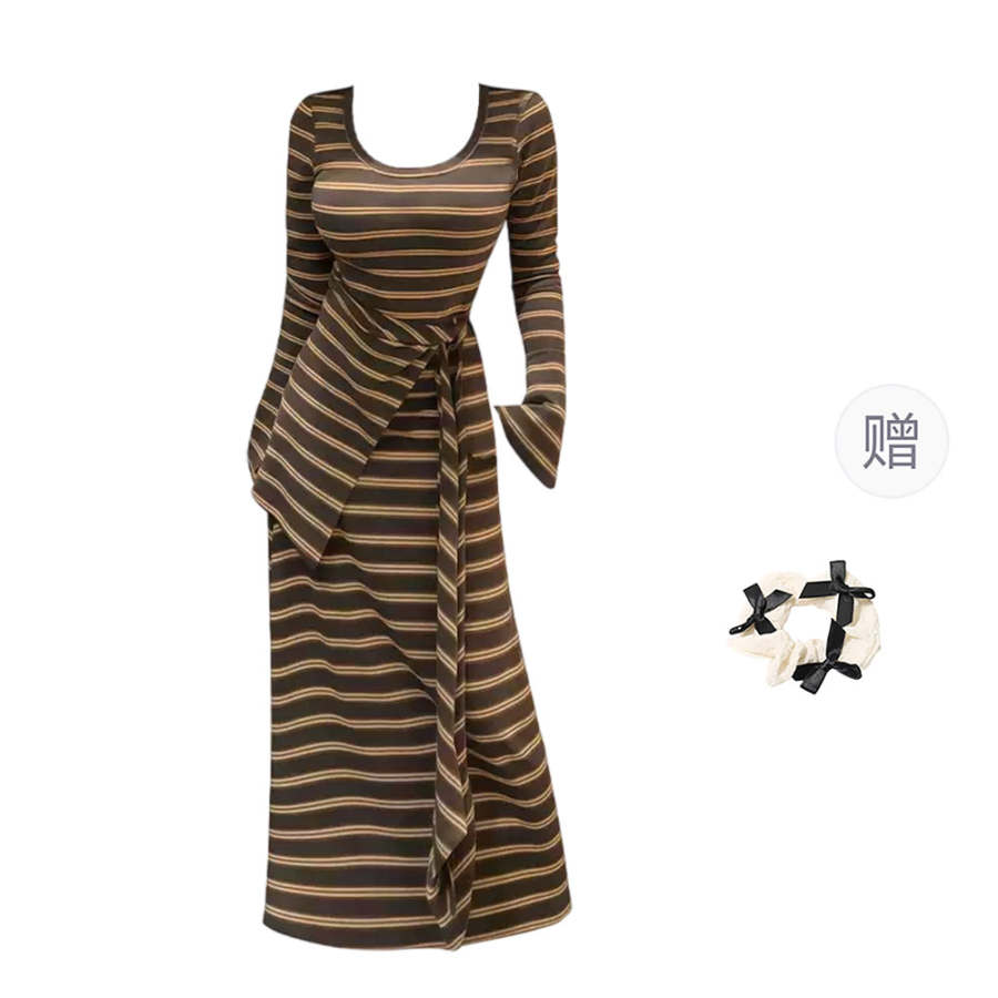 CPAURA Two Piece Skirt Sets Women's Crew Neck Moderate Long