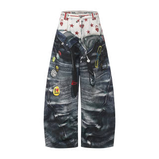 DND4DES Jeans Unisex In Stock/Leg Opening Interior Drawstring Moderate Scimitar Pants