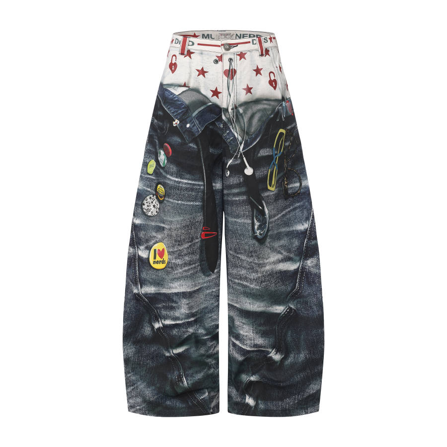 DND4DES Jeans Unisex In Stock/Leg Opening Interior Drawstring Moderate Scimitar Pants
