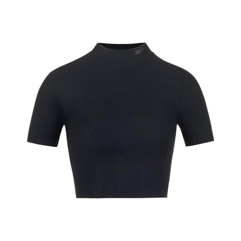 Reebok Crop Tops Women's Black Crew Neck Moderate
