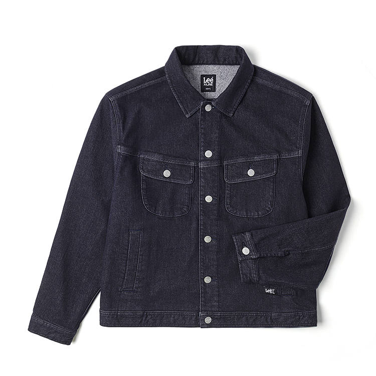 Lee Lee Denim Jackets Men's Dark Blue Lapel Thickened Straight Fit