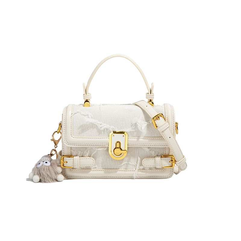 CAEISL&KCIEL Polyurethane, Synthetic Leather Crossbody Bag, Handbag Women's Fringe White