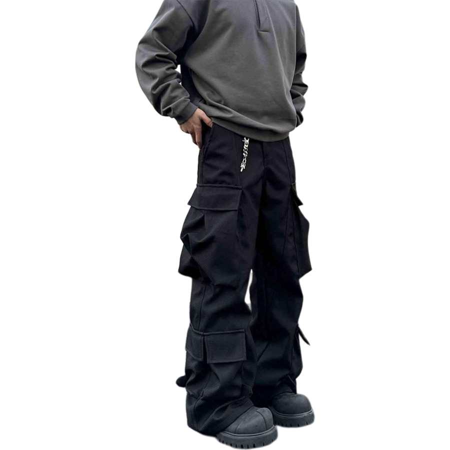 NEVER RULE NEVER RULE Casual Pants Unisex Black Moderate Cargo Pants