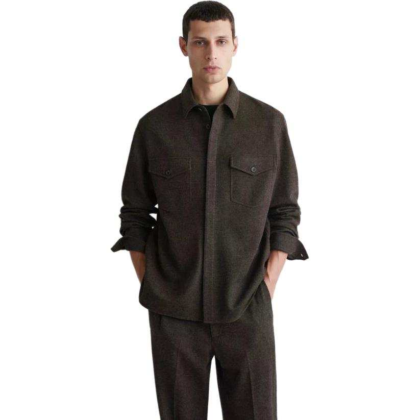 COS COS Shirts Men's Dark Brown Lapel Moderate Other