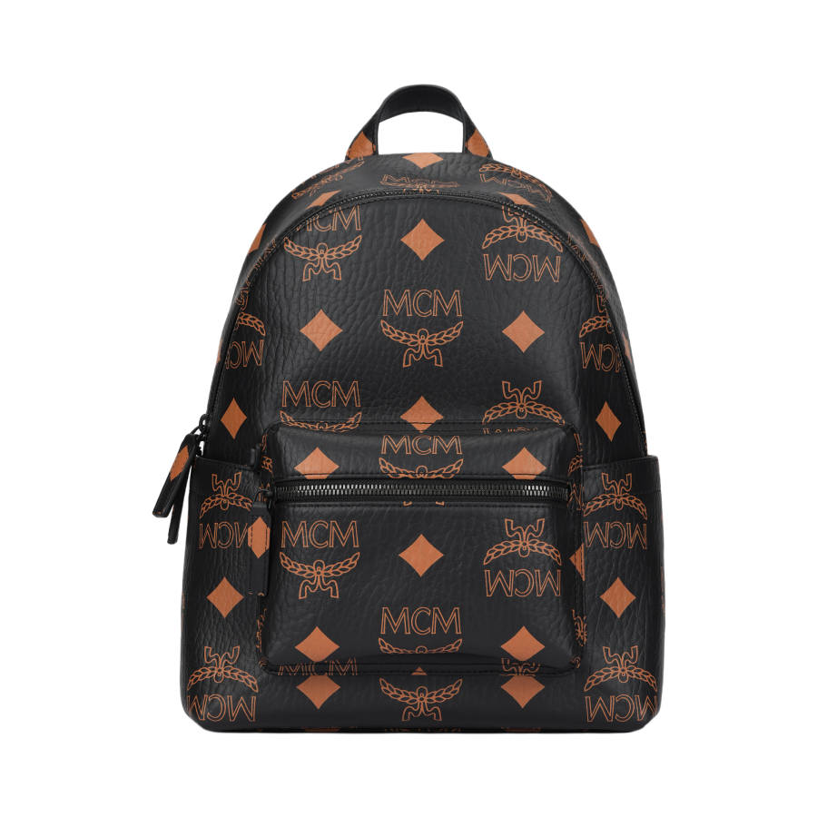 MCM MCM Stark Coated Canvas With Leather Backpack Small Unisex Black