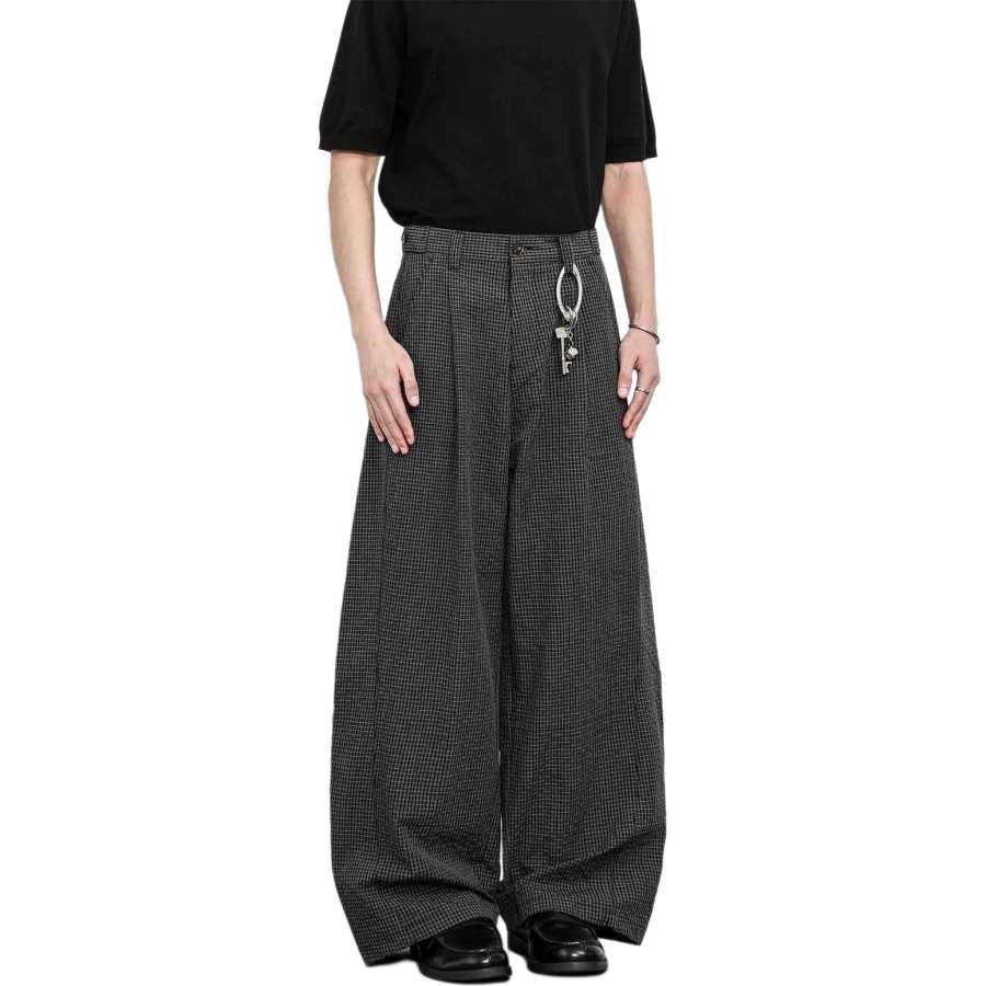 NEVER RULE Casual Pants Unisex Black Moderate Wide Leg Pants