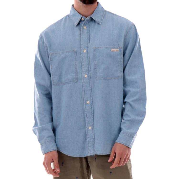 Calvin Klein Shirts Men's Blue Lapel Moderate