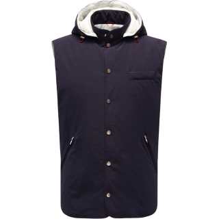 Brunello Cucinelli Vests Men's Dark Blue Hooded Non Detachable Moderate Other