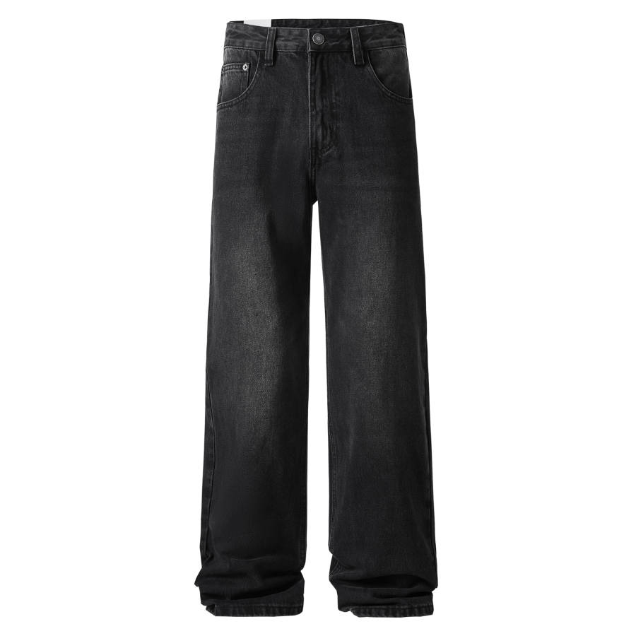 Jeep Jeans Unisex Washed Black Moderate Straight Fit Pants