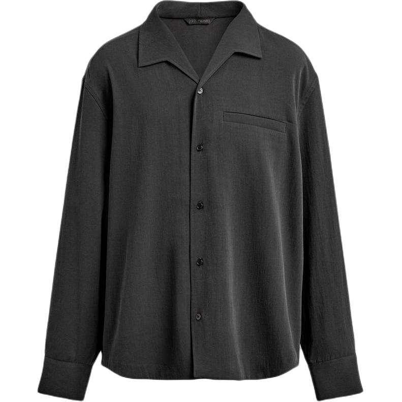 ZARA ZARA Shirts Men's Coal Gray Lapel Moderate