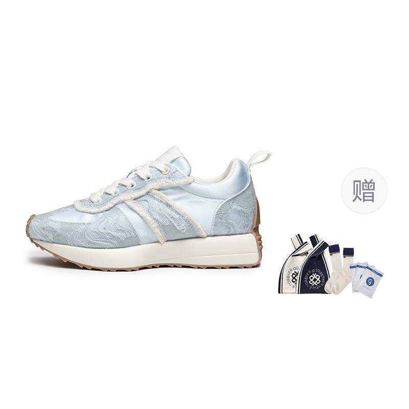 GONGJI Common Footprints, Hidden Pattern Silk Low top Casual Shoes Women's Blue