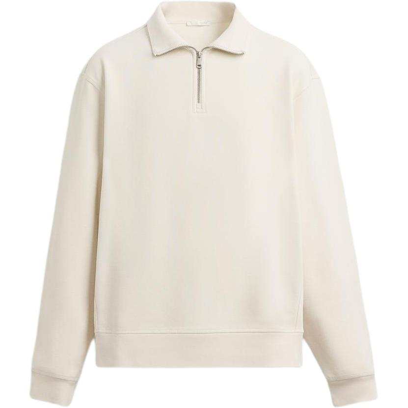 ZARA Sweatshirts Men's Oyster White Stand Collar Moderate