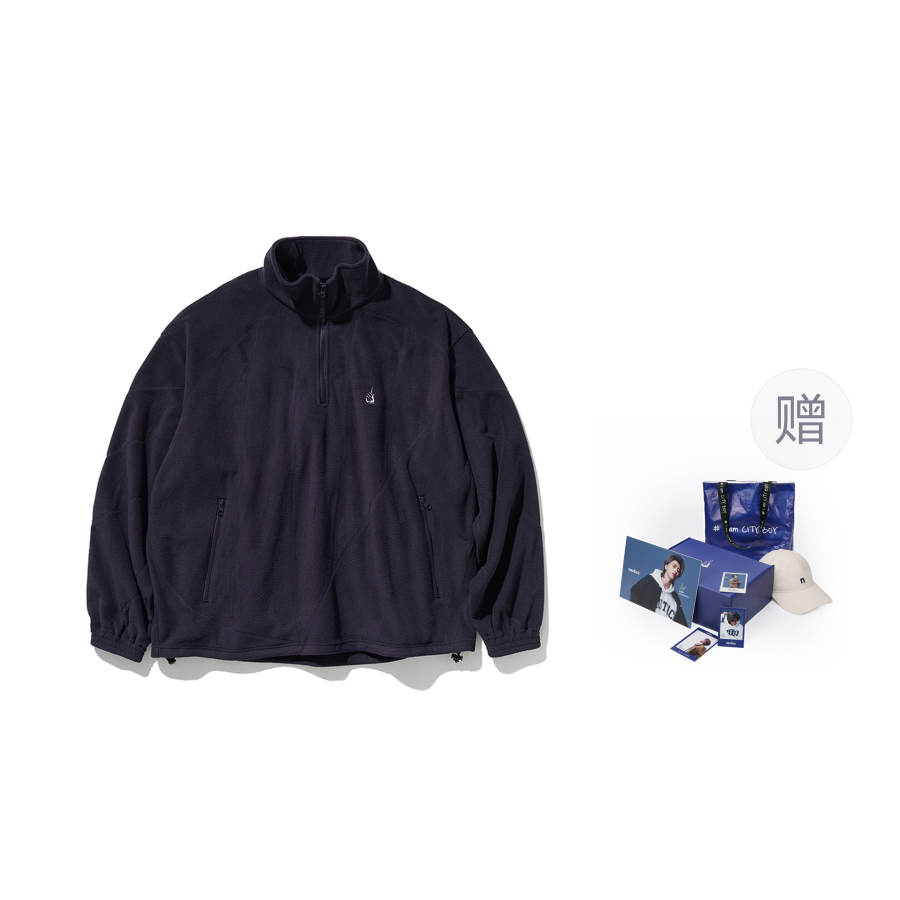 Nautica White Sail Half Open Collar Sweatshirt Unisex
