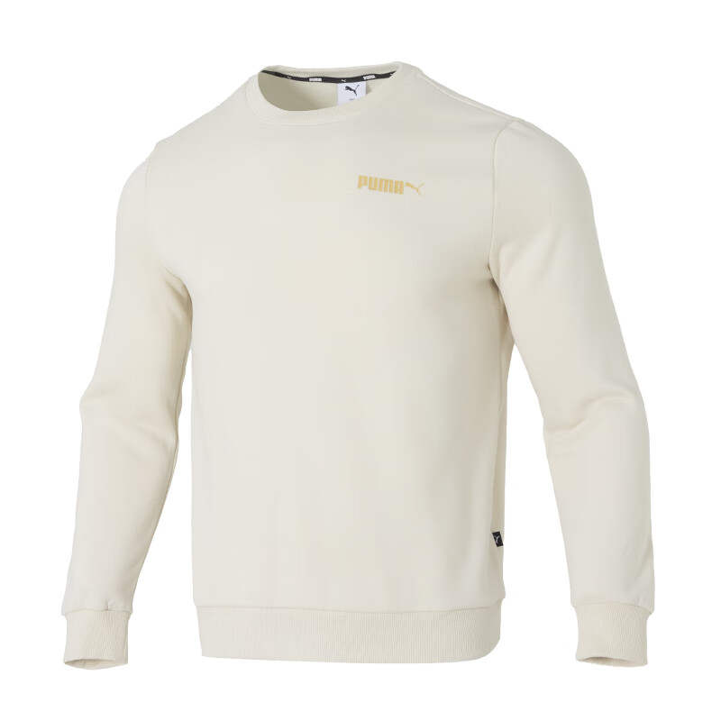 PUMA Outdoor Sports Crew Neck Fleece Lined Thermal Loose Fit Home Casual Sweatshirt Men's Beige