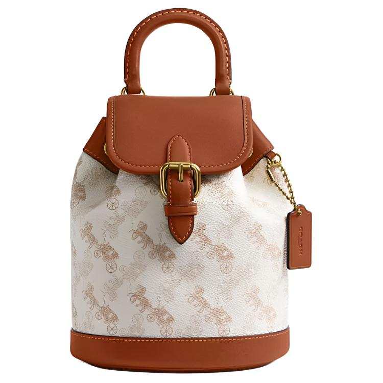 COACH COACH Coated Canvas With Leather Backpack Small Women's Beige & Brown