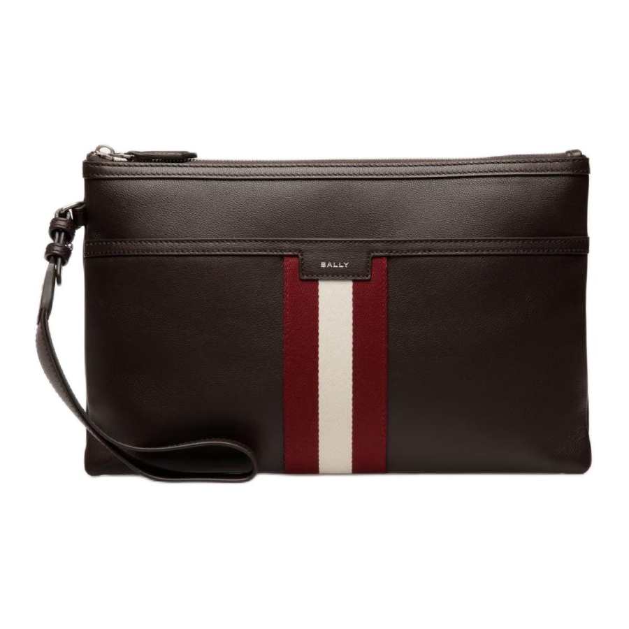 BALLY BALLY Code Calfskin Clutch Men's Brown