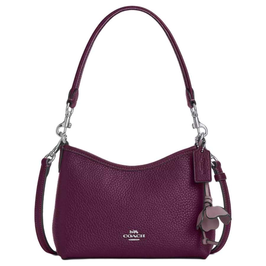 COACH Laurel Soft Pebbled Leather Handbag, Shoulder Bag Small Women's Plum